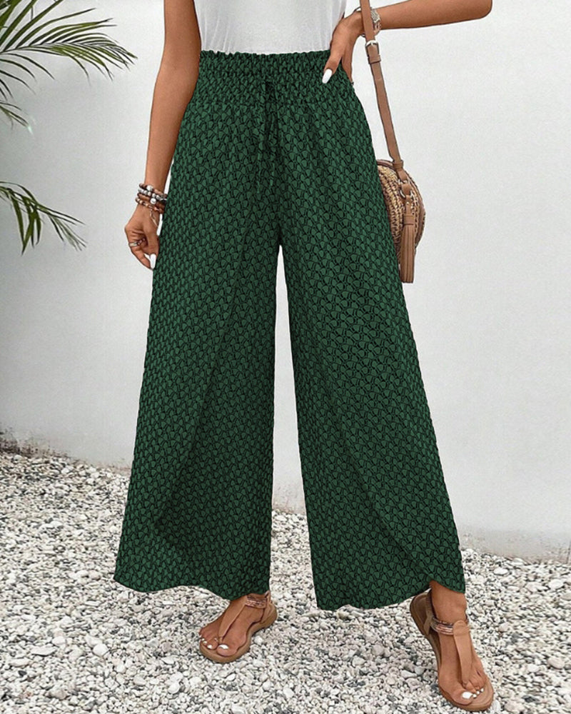 Damen Sommerhose mit weitem Bein und geometrischem Muster