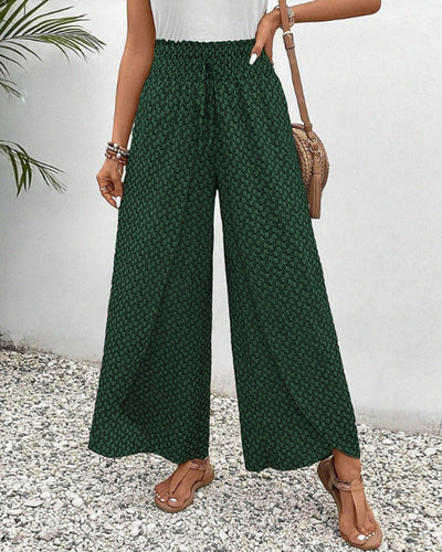 Damen Sommerhose mit weitem Bein und geometrischem Muster