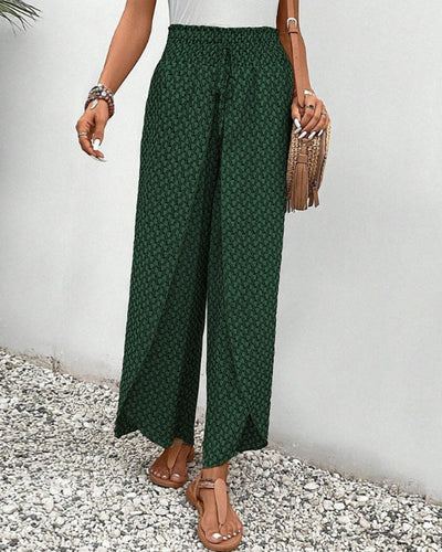 Damen Sommerhose mit weitem Bein und geometrischem Muster