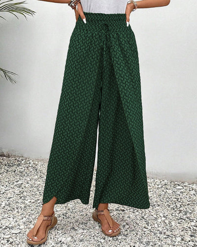 Damen Sommerhose mit weitem Bein und geometrischem Muster