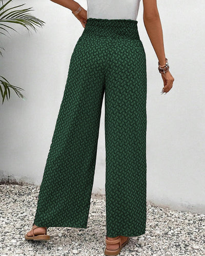 Damen Sommerhose mit weitem Bein und geometrischem Muster
