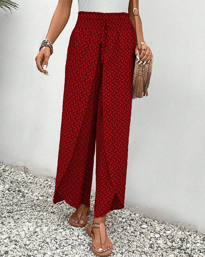 Damen Sommerhose mit weitem Bein und geometrischem Muster