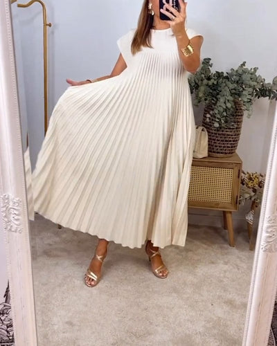 Damen Sommerkleid mit Rundhalsausschnitt und Falten