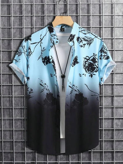 Herren Sommerhemd mit kurzen Ärmeln und Blumenmuster