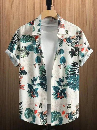 Herren Sommerhemd mit kurzen Ärmeln und Blumenmuster