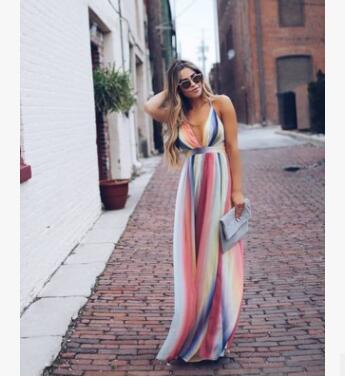 Regenbogen Sommer Maxi Kleid für Damen