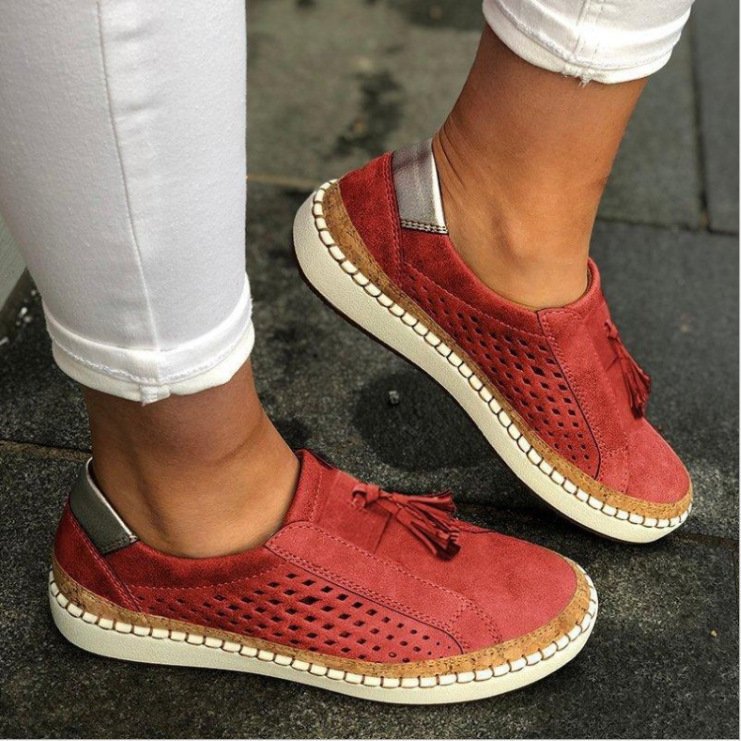 Damen Slip-On Sommerschuhe mit Quaste