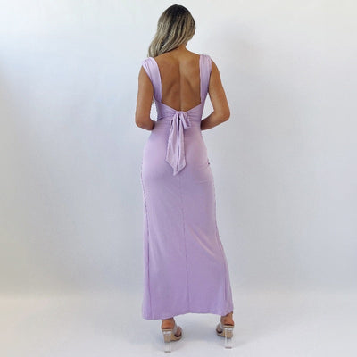 Damen Sommer Maxikleid mit eckigem Ausschnitt und hohem Schlitz