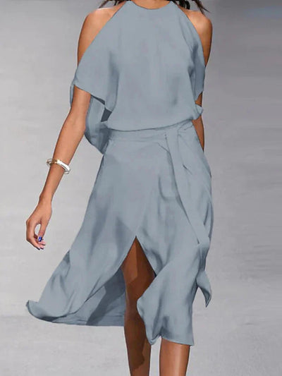Damen Off-Shoulder-Kleid mit Schlitz für den Sommer