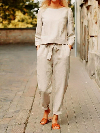 Langärmelige Bluse und Hose Set für Damen