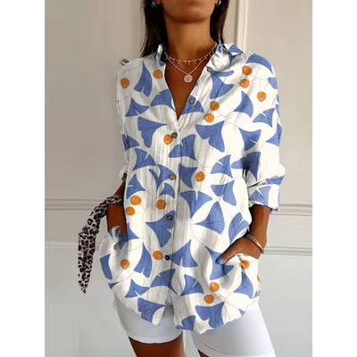 Geblümte Bluse mit Knöpfen für Damen