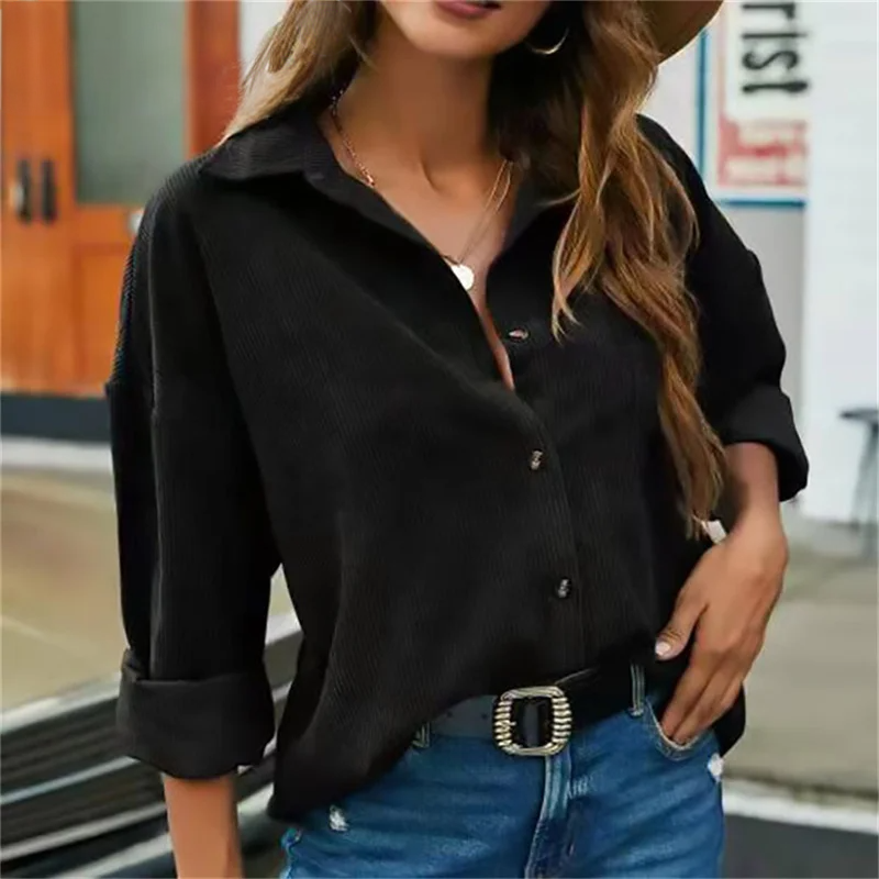 Kordbluse mit Knöpfen für Damen