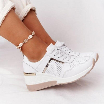 Damen Sneakers mit Schnürverschluss und Wedge-Platform-Sohle