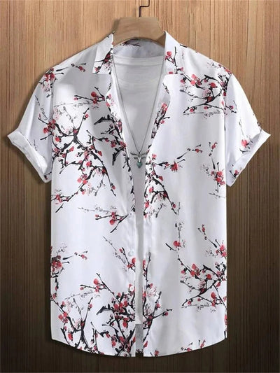Herren Sommerhemd mit kurzen Ärmeln und Blumenmuster