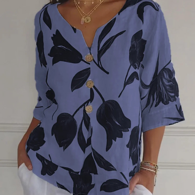 Leinenbluse mit Blumenmuster für Damen