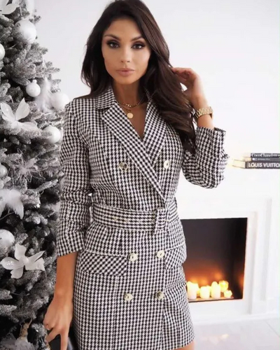 Damen Minikleid im Blazerstil mit langen Ärmeln