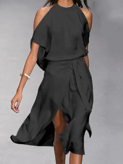 Damen Off-Shoulder-Kleid mit Schlitz für den Sommer