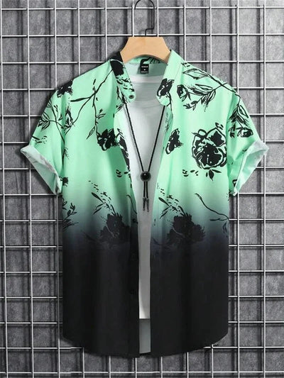 Herren Sommerhemd mit kurzen Ärmeln und Blumenmuster