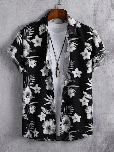 Herren Sommerhemd mit kurzen Ärmeln und Blumenmuster