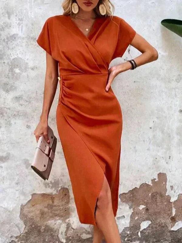 Orangefarbenes Midikleid für Damen