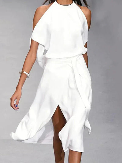 Damen Off-Shoulder-Kleid mit Schlitz für den Sommer