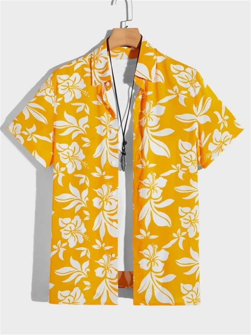 Herren Sommerhemd mit kurzen Ärmeln und Blumenmuster