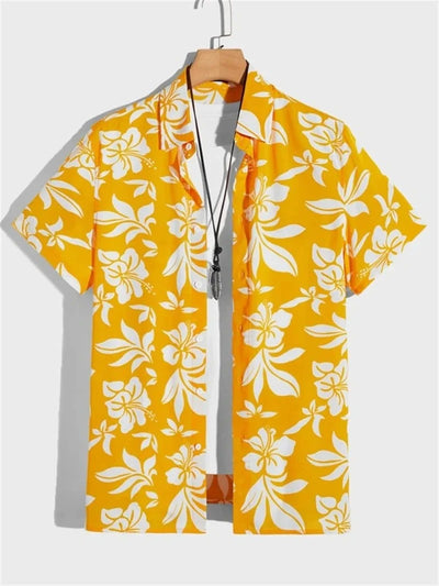 Herren Sommerhemd mit kurzen Ärmeln und Blumenmuster