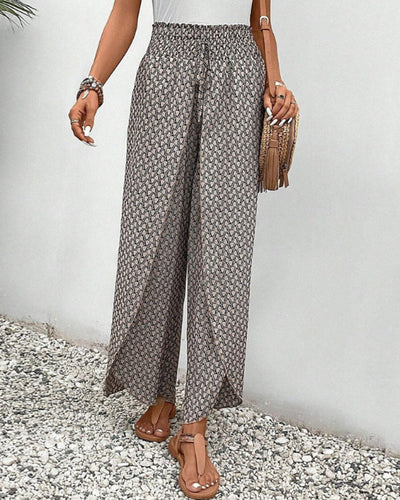 Damen Sommerhose mit weitem Bein und geometrischem Muster