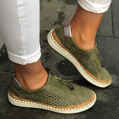 Damen Slip-On Sommerschuhe mit Quaste