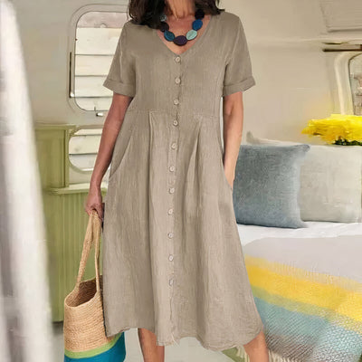 V-Ausschnitt Midikleid für Damen