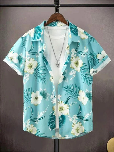 Herren Sommerhemd mit kurzen Ärmeln und Blumenmuster