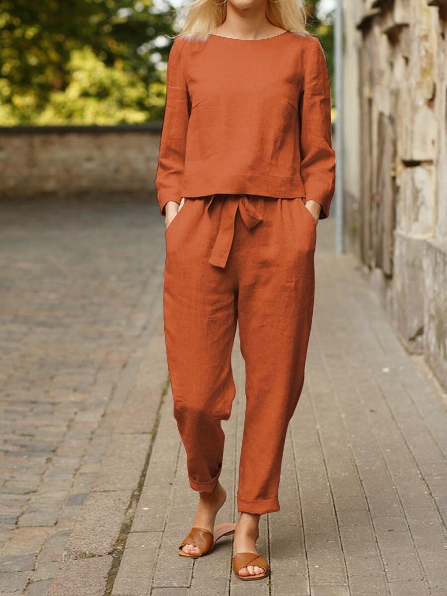 Langärmelige Bluse und Hose Set für Damen