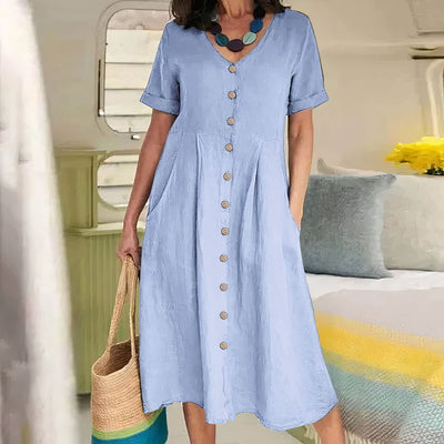 V-Ausschnitt Midikleid für Damen