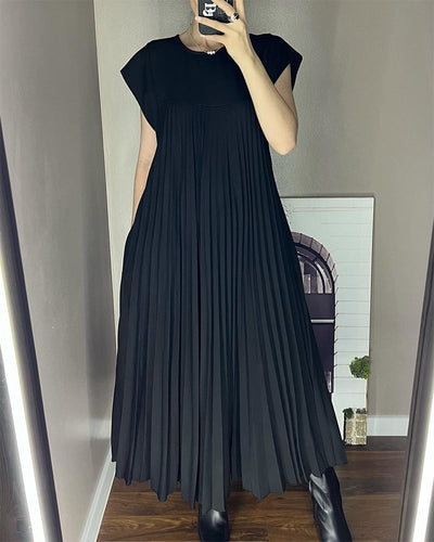 Damen Sommerkleid mit Rundhalsausschnitt und Falten