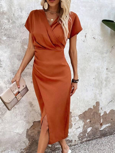 Orangefarbenes Midikleid für Damen