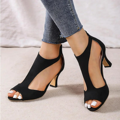 Damen Sommersandalen mit Blockabsatz und Cut-out-Design