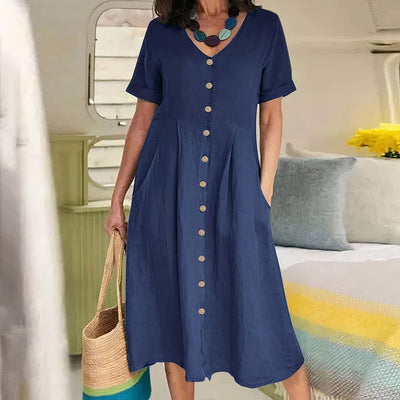 V-Ausschnitt Midikleid für Damen
