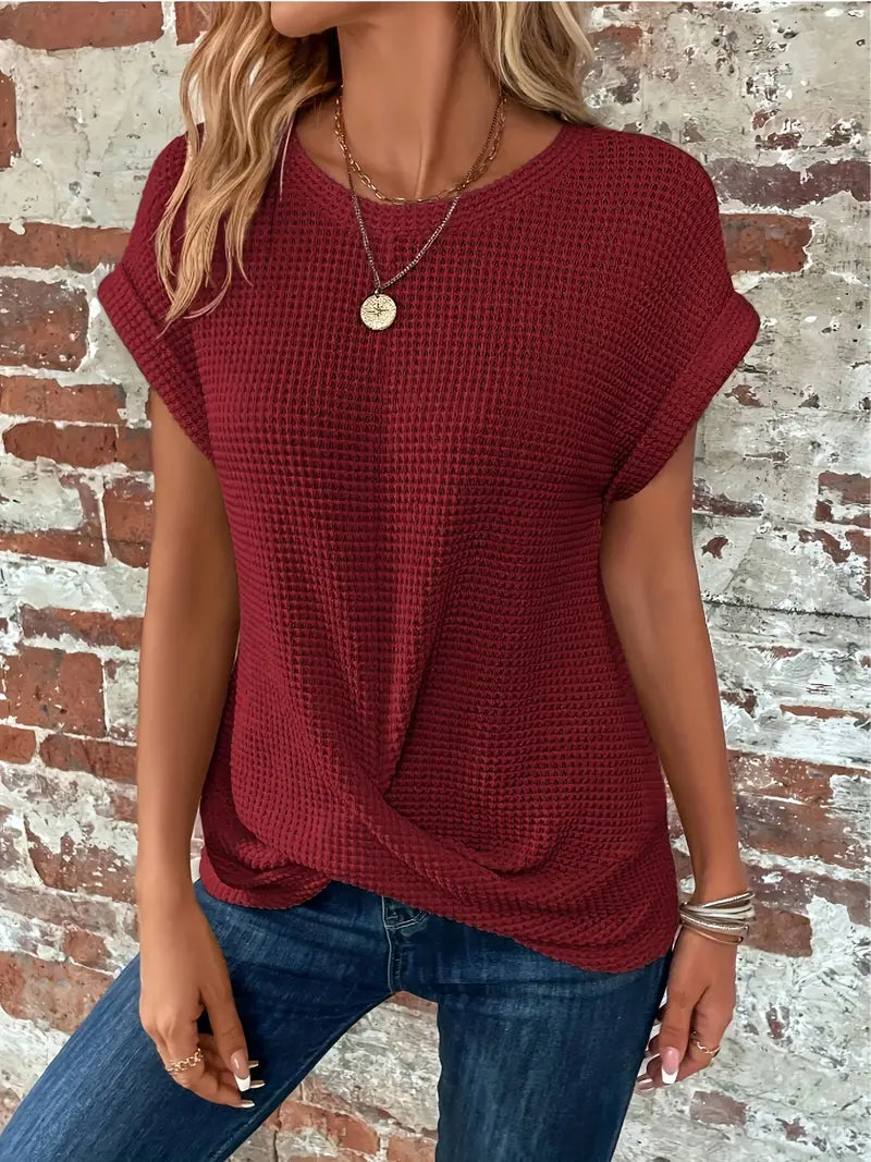 Damen T-Shirt mit Rundhalsausschnitt und kurzen Ärmeln