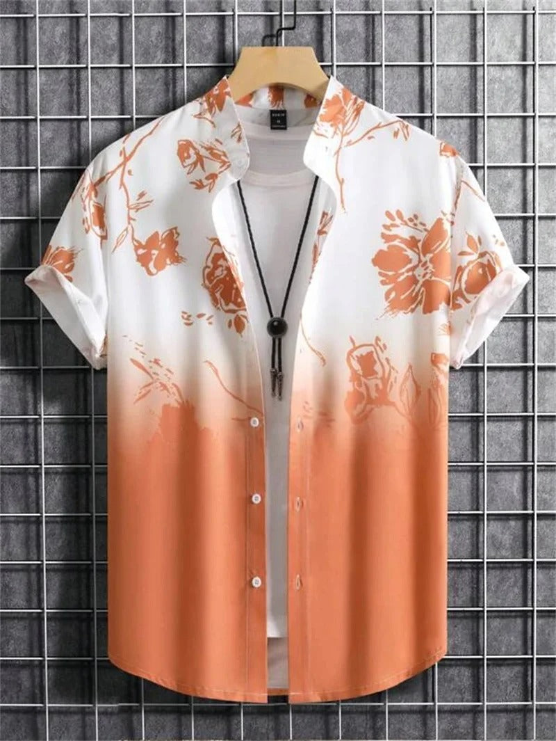 Herren Sommerhemd mit kurzen Ärmeln und Blumenmuster