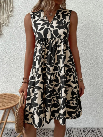 Damen Sommer Minikleid mit V-Ausschnitt und Blumenmuster