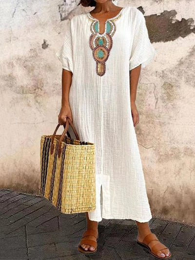 Kurzärmeliges Knöchellanges Kleid für Damen