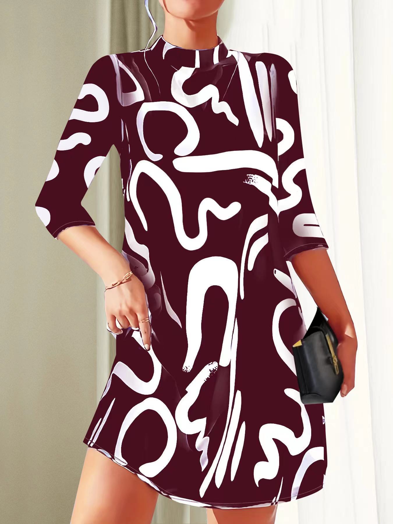 Damen Mini Kleid für den Sommer mit abstraktem Muster