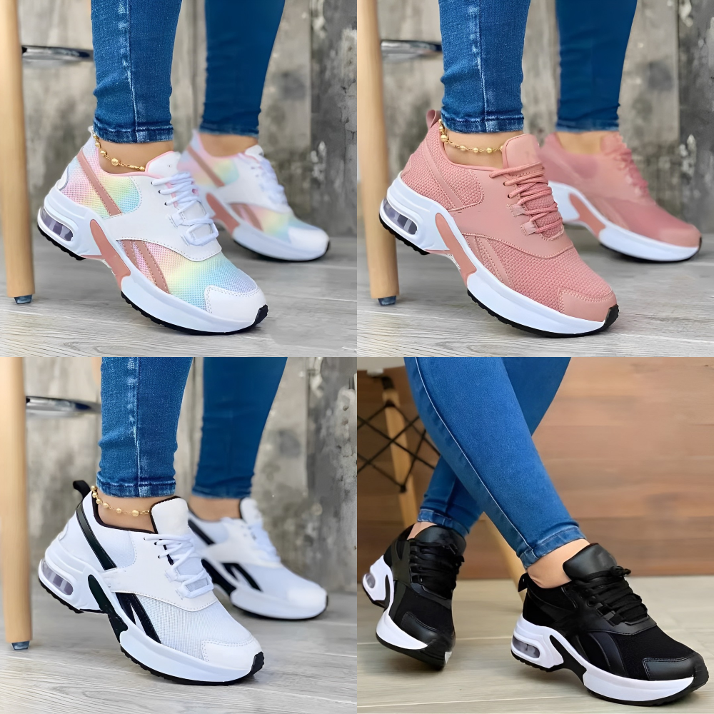 Damen Sneaker mit klobiger weißer Sohle und Schnürung