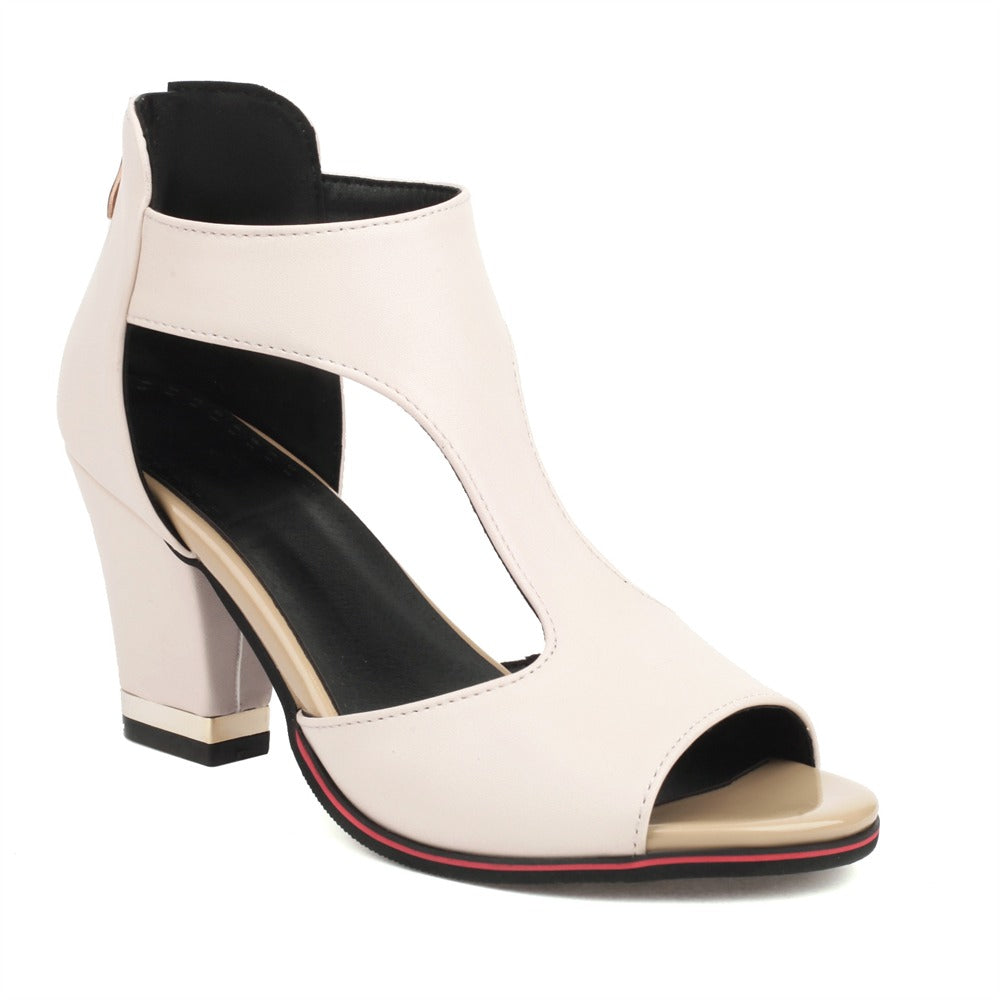 Damen Sommer Sandalen mit Blockabsatz und Offene-Zehen-Design