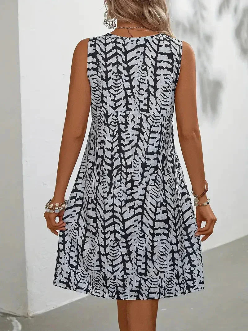 Damen-Sommer-Minikleid mit Abstraktem Muster