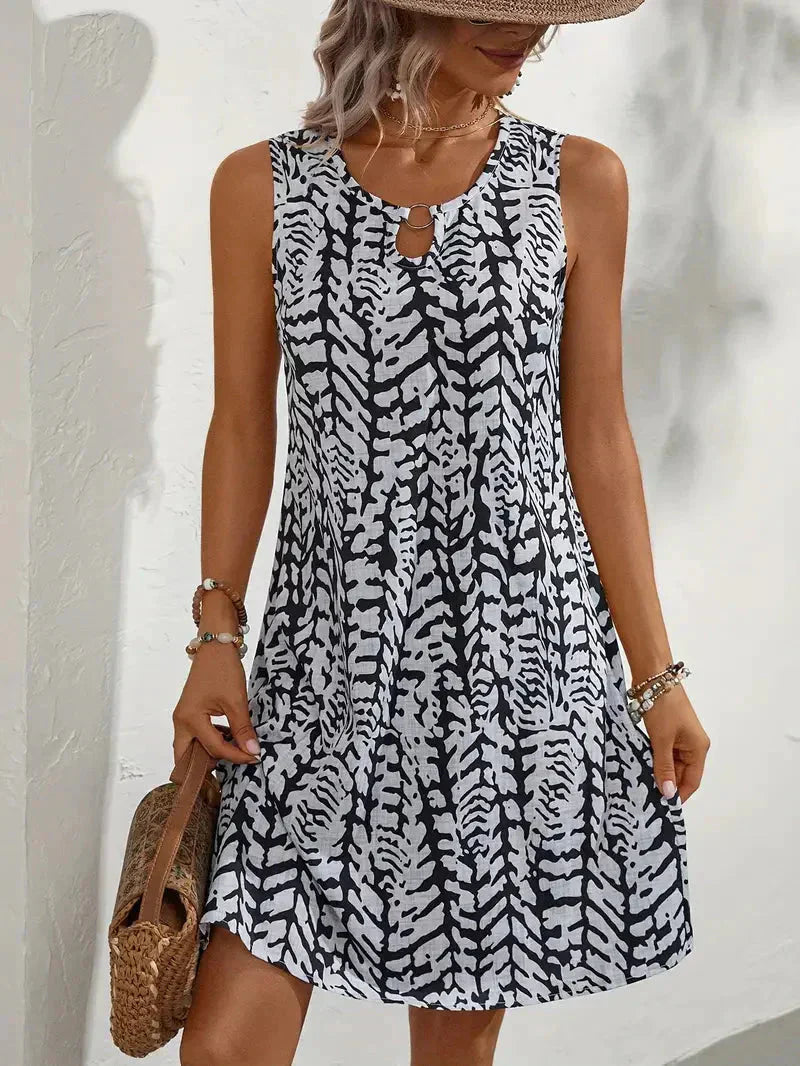 Damen-Sommer-Minikleid mit Abstraktem Muster