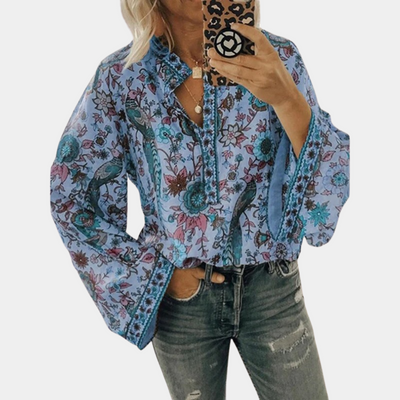Geblümte Bluse mit langen Ärmeln für Damen