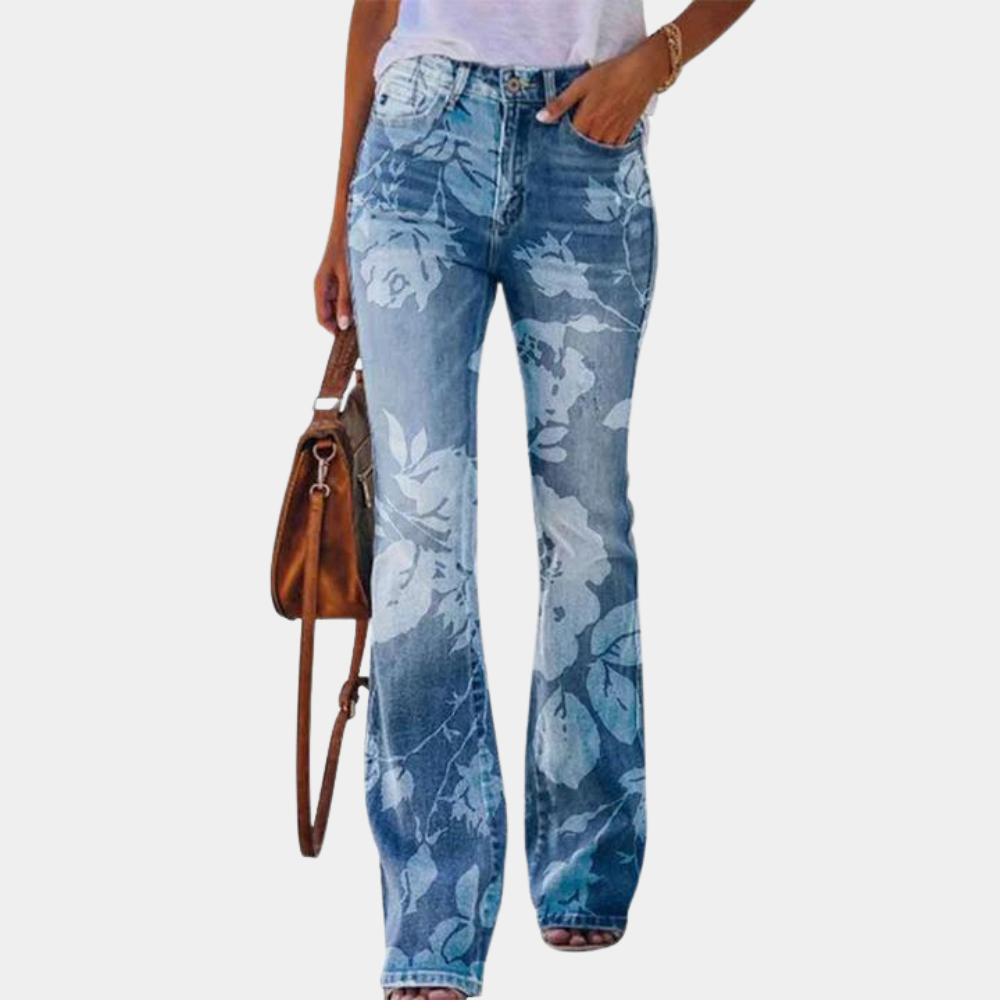 Jeans mit Blumenstickerei für Damen
