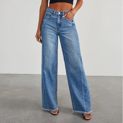 Blaue Weite Jeans für Damen