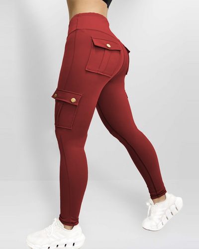 Damen Sommer Leggings mit hoher Taille und Cargotaschen